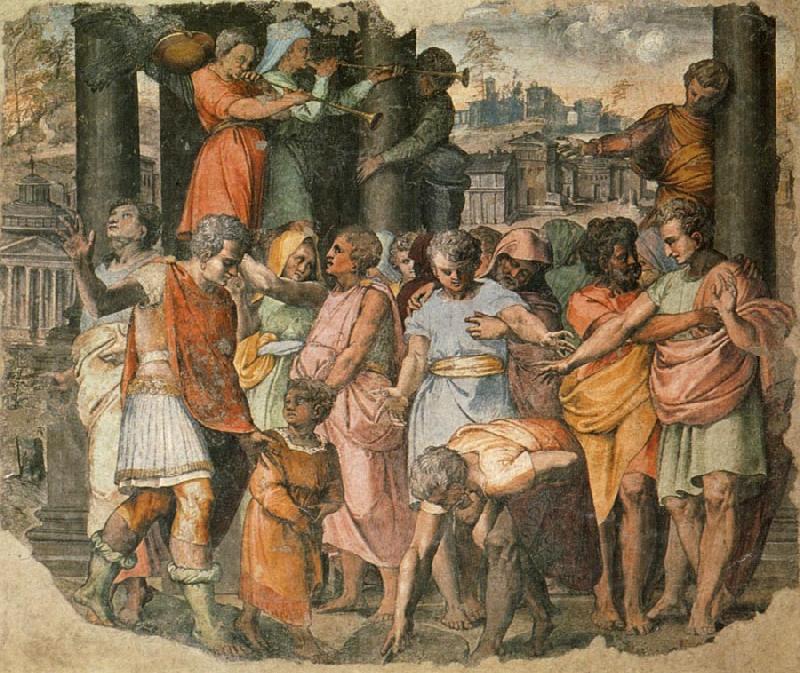 Perino Del Vaga Tarquin the Bold Founds the Temple of Jove on the Campidoglio Spain oil painting art